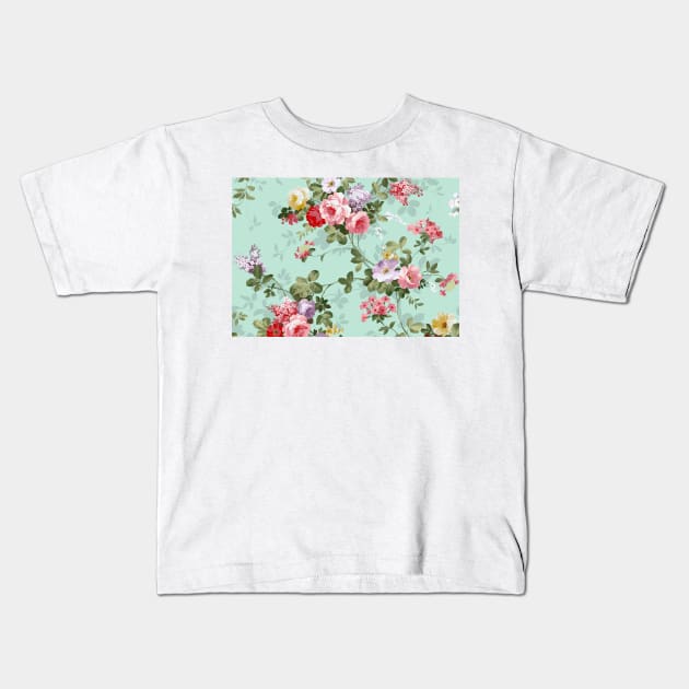 Vintage Flower Design Kids T-Shirt by martynzero